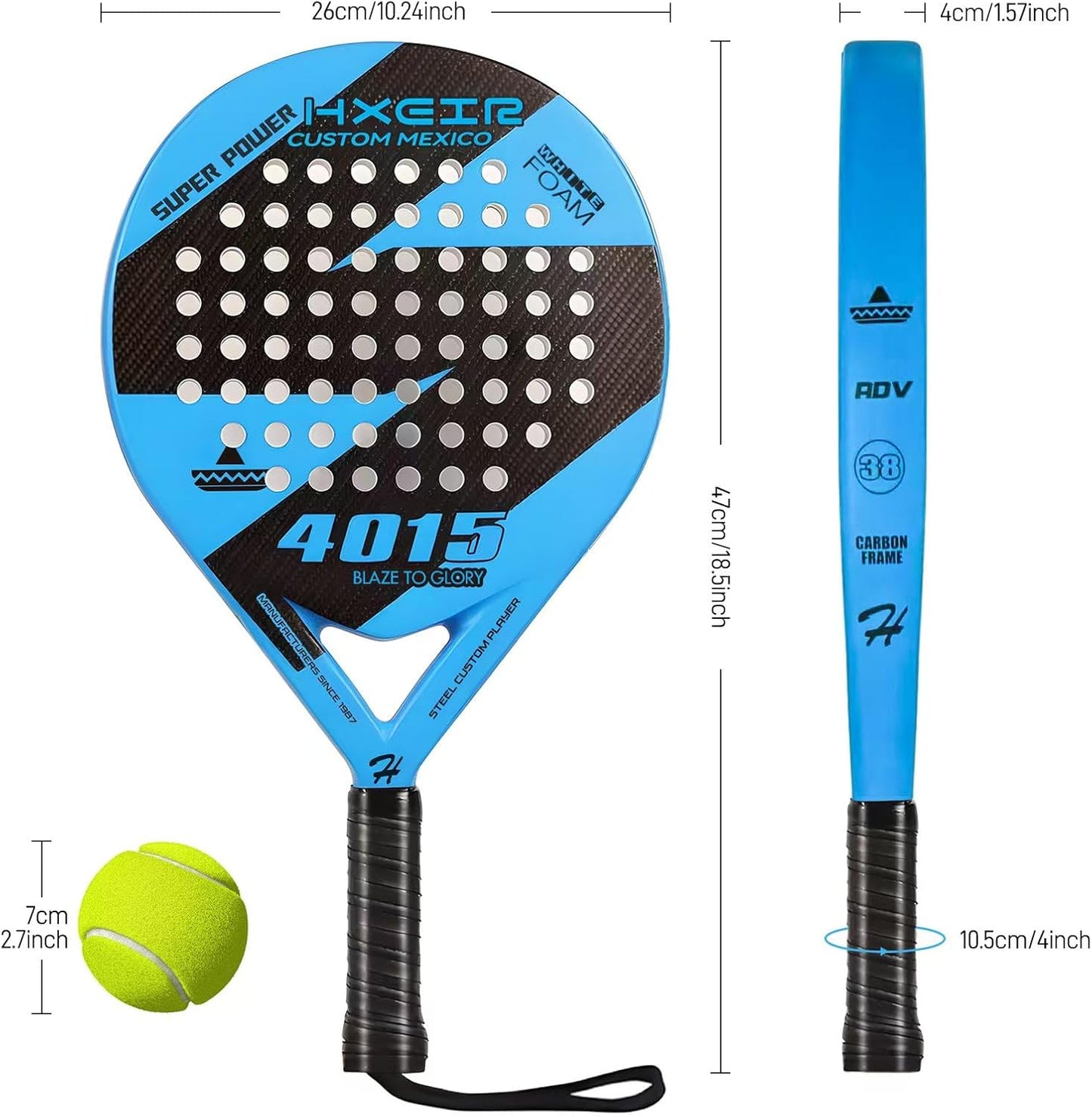 Pala de Pádel Semiprofesional Azul con Funda