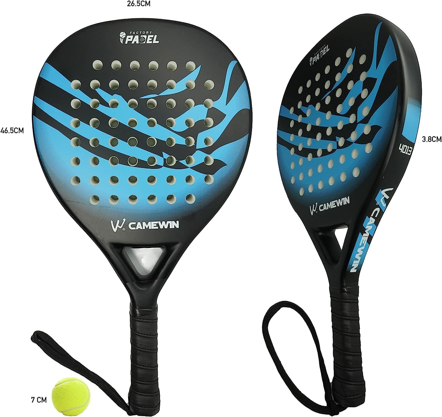 Raqueta Azul de Pádel de Fibra de Carbono