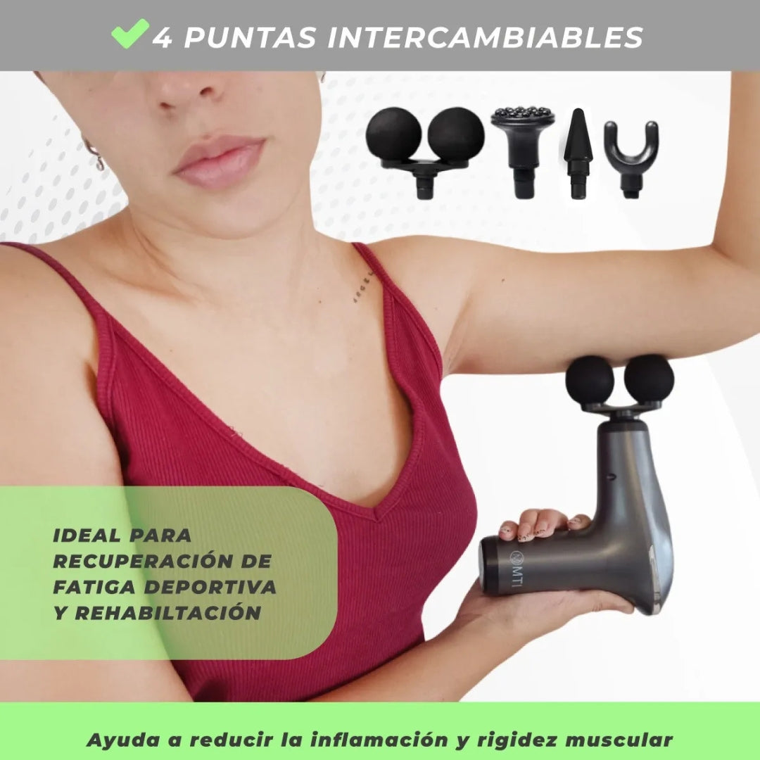 Pistola masajeadora con cabezal doble