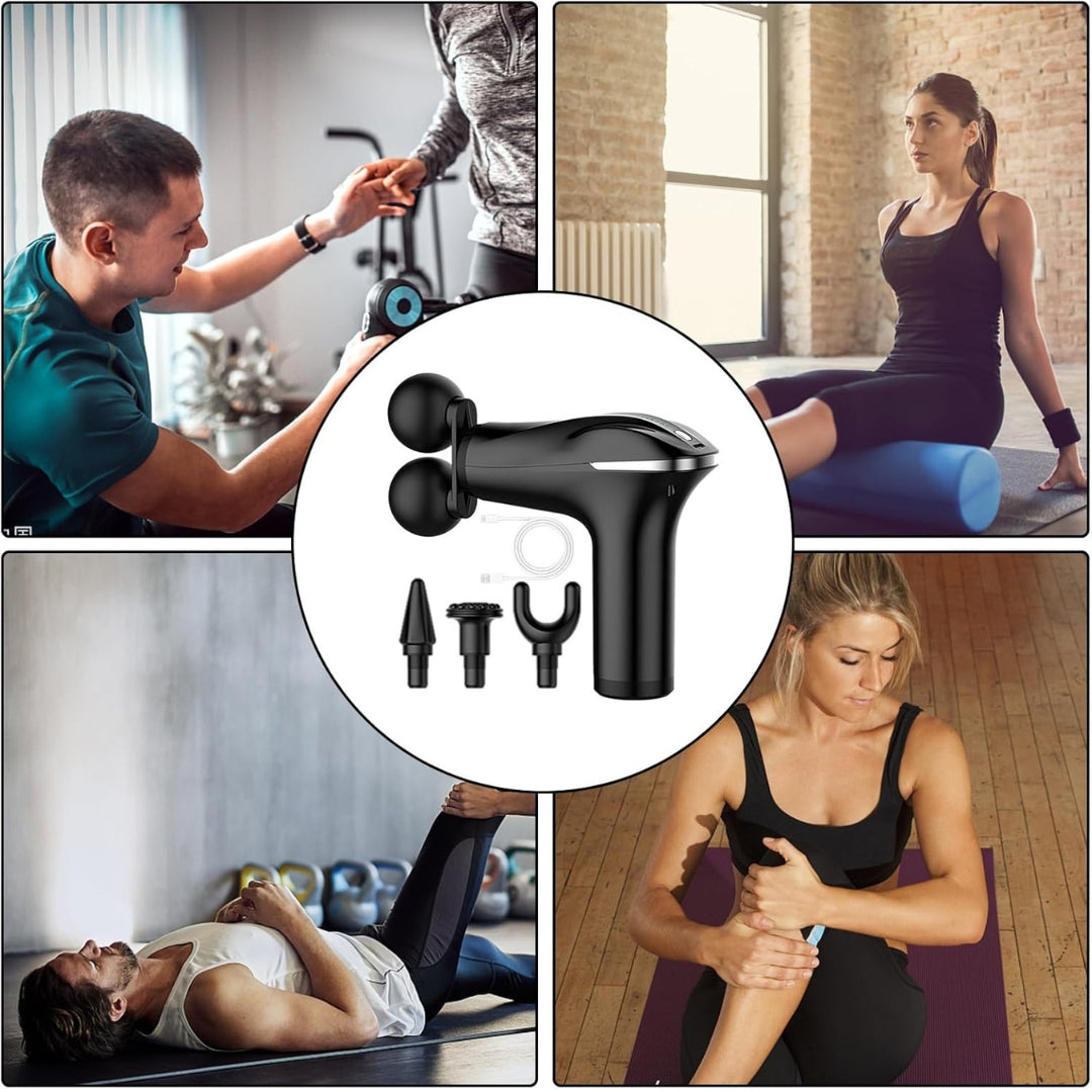 Pistola masajeadora con cabezal doble