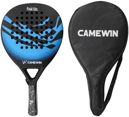 Raqueta Azul de Pádel de Fibra de Carbono