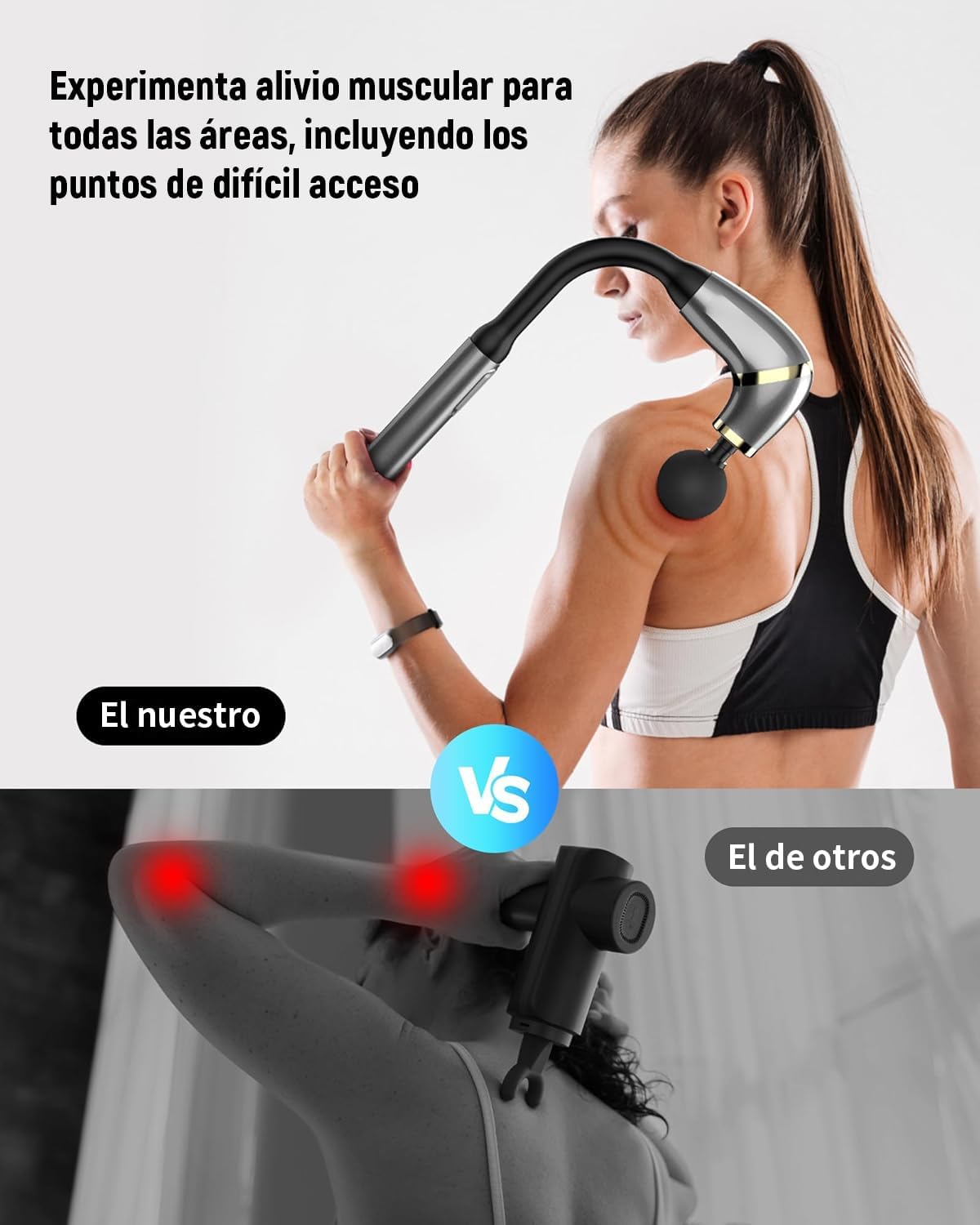 Pistola de masaje muscular con extensión