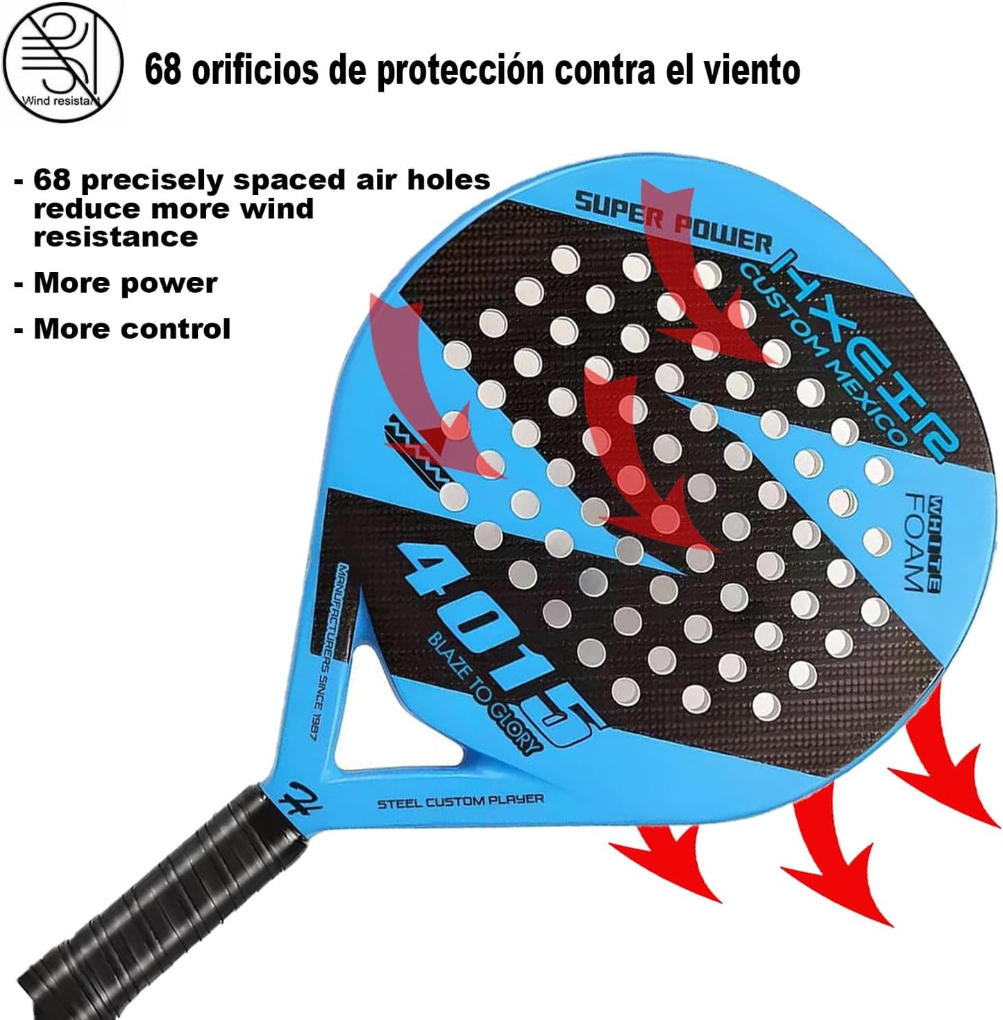 Pala de Pádel Semiprofesional Azul con Funda