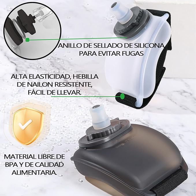 Botella de agua deportiva para muñeca