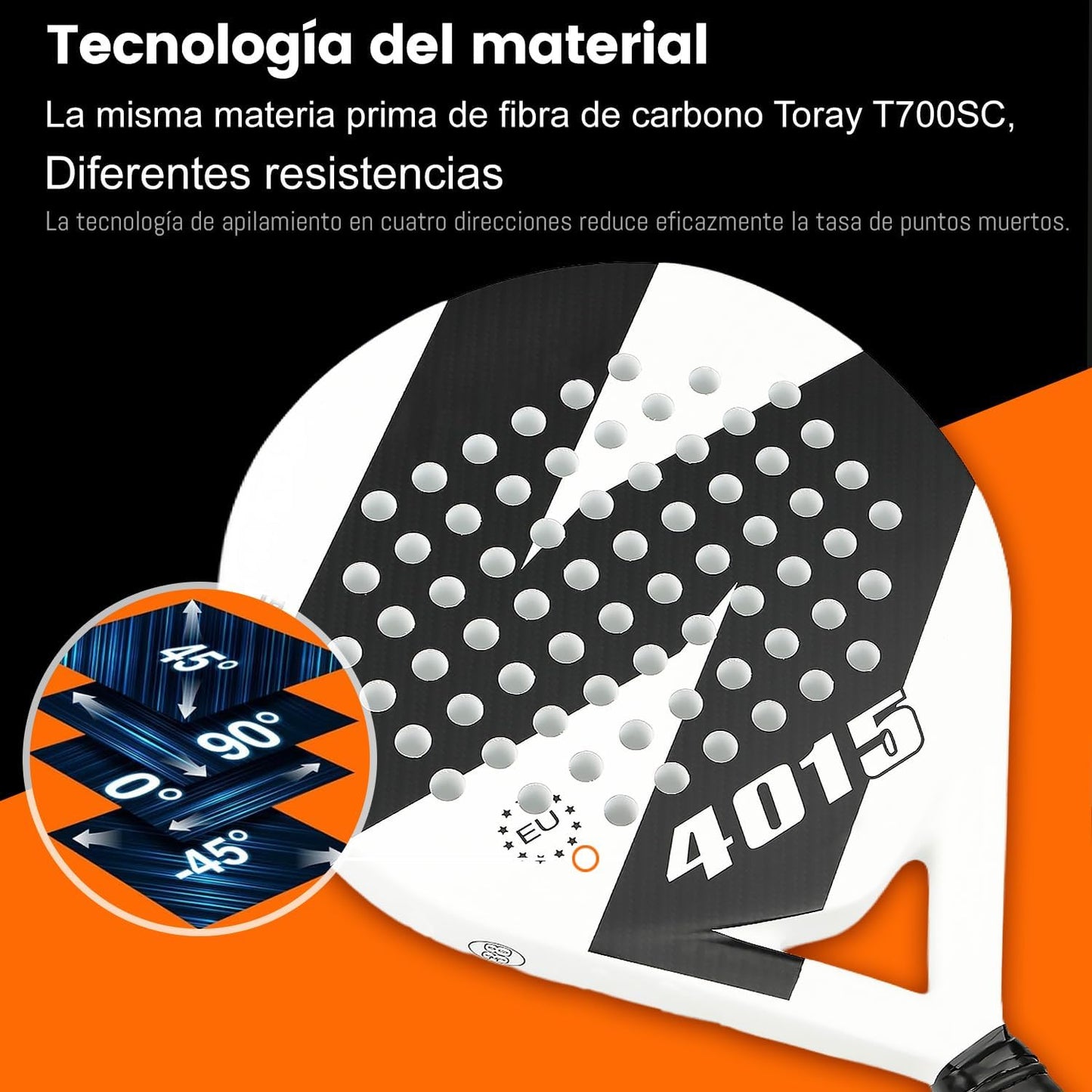 Pala de Pádel Semiprofesional Blanca con Funda