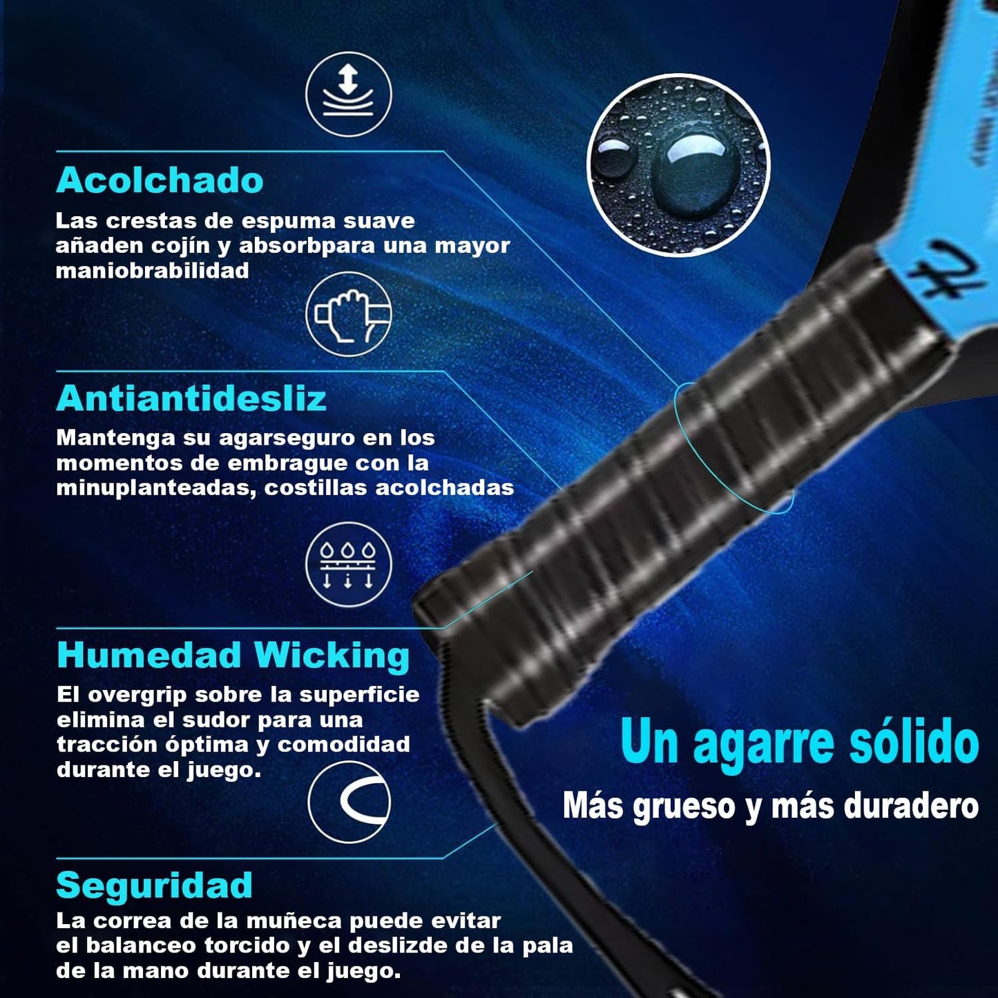 Pala de Pádel Semiprofesional Azul con Funda
