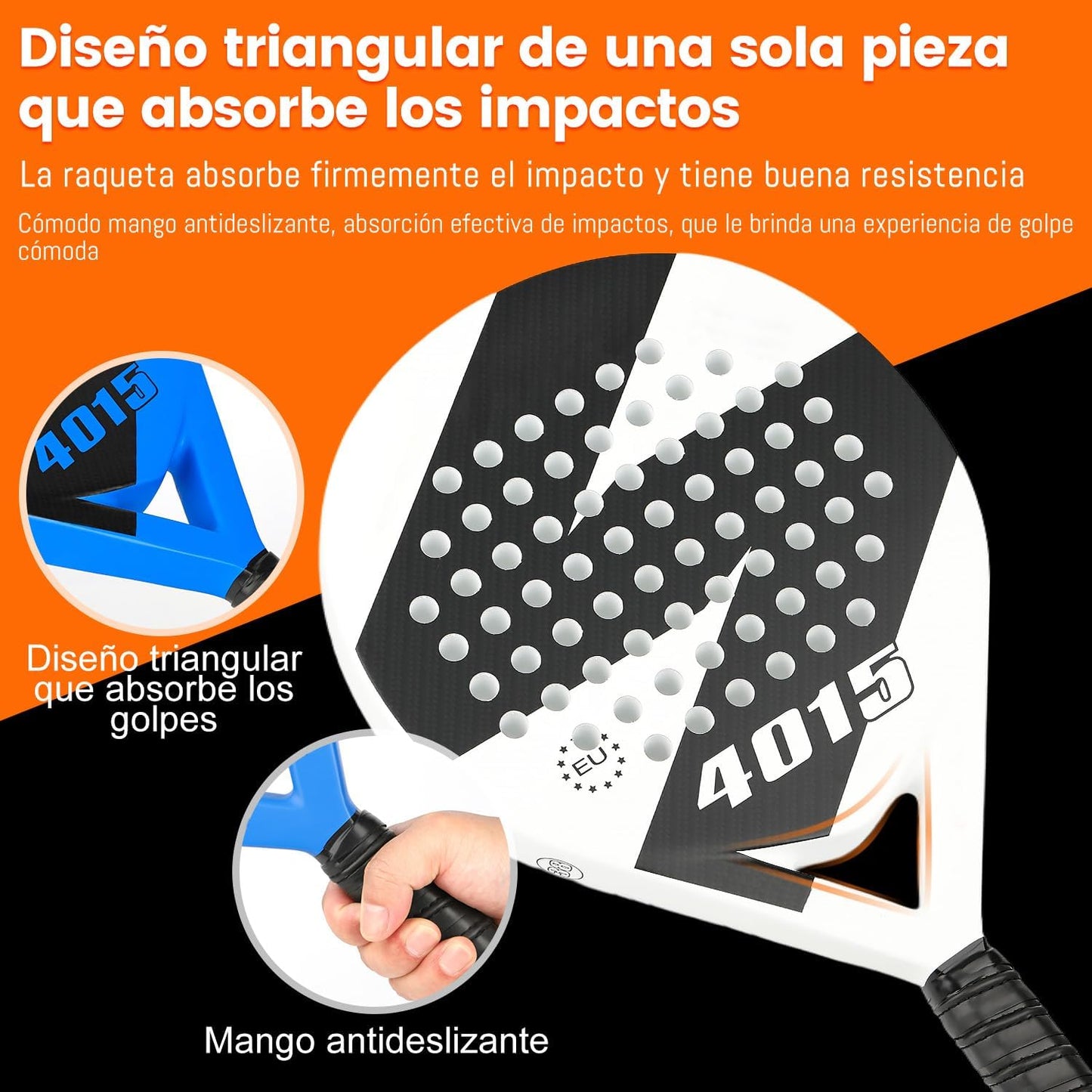 Pala de Pádel Semiprofesional Blanca con Funda