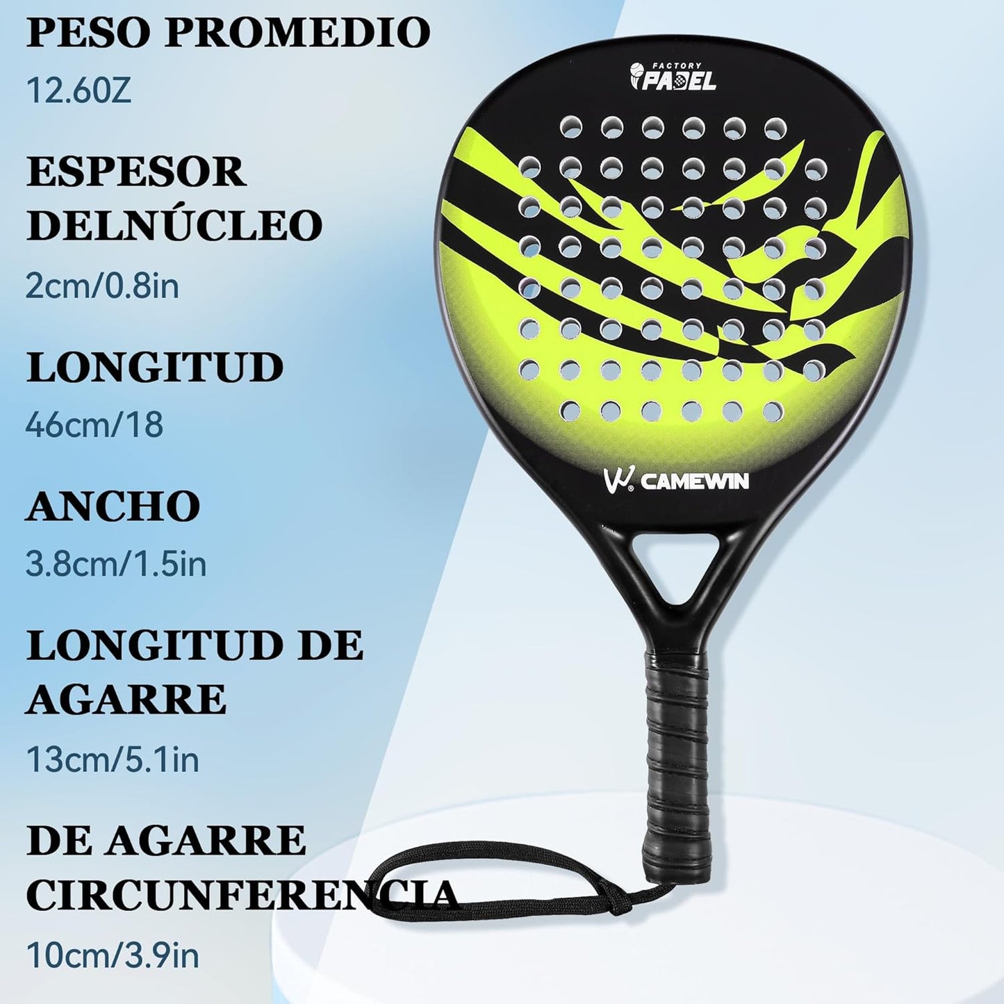 Raqueta de Pádel Verde de Fibra de Carbono