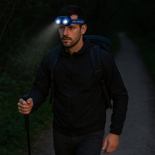 Linterna Frontal para caminatas o bicicletas de cabeza