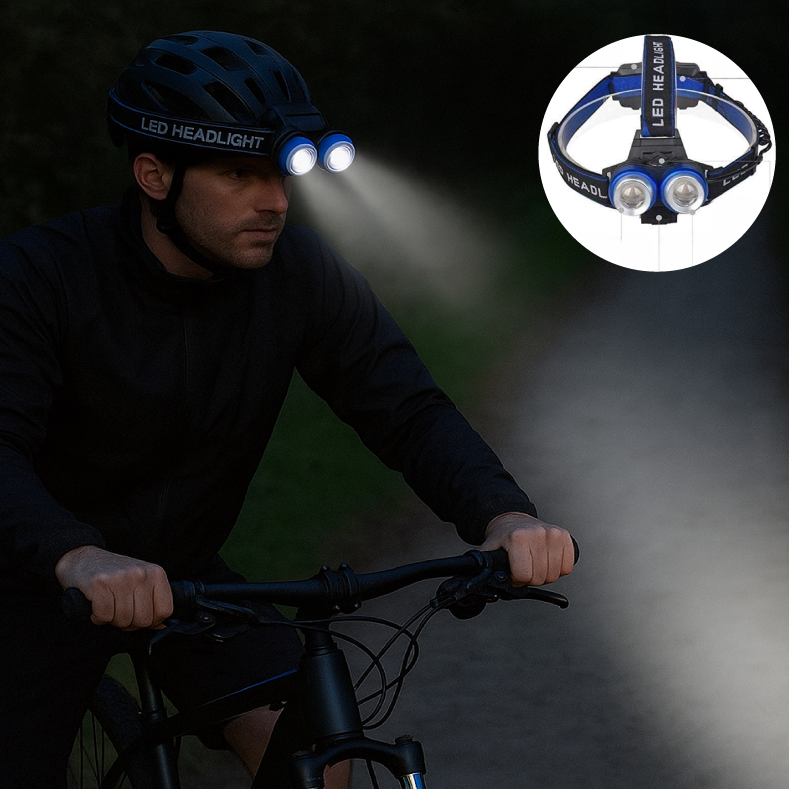 Linterna Frontal para caminatas o bicicletas de cabeza