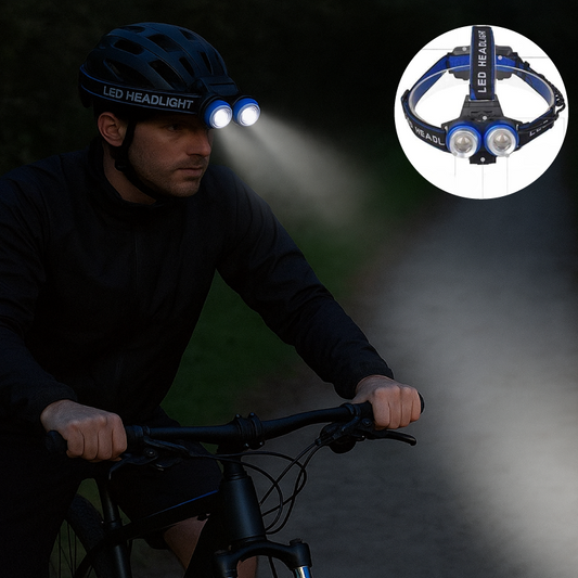 Linterna Frontal para caminatas o bicicletas de cabeza